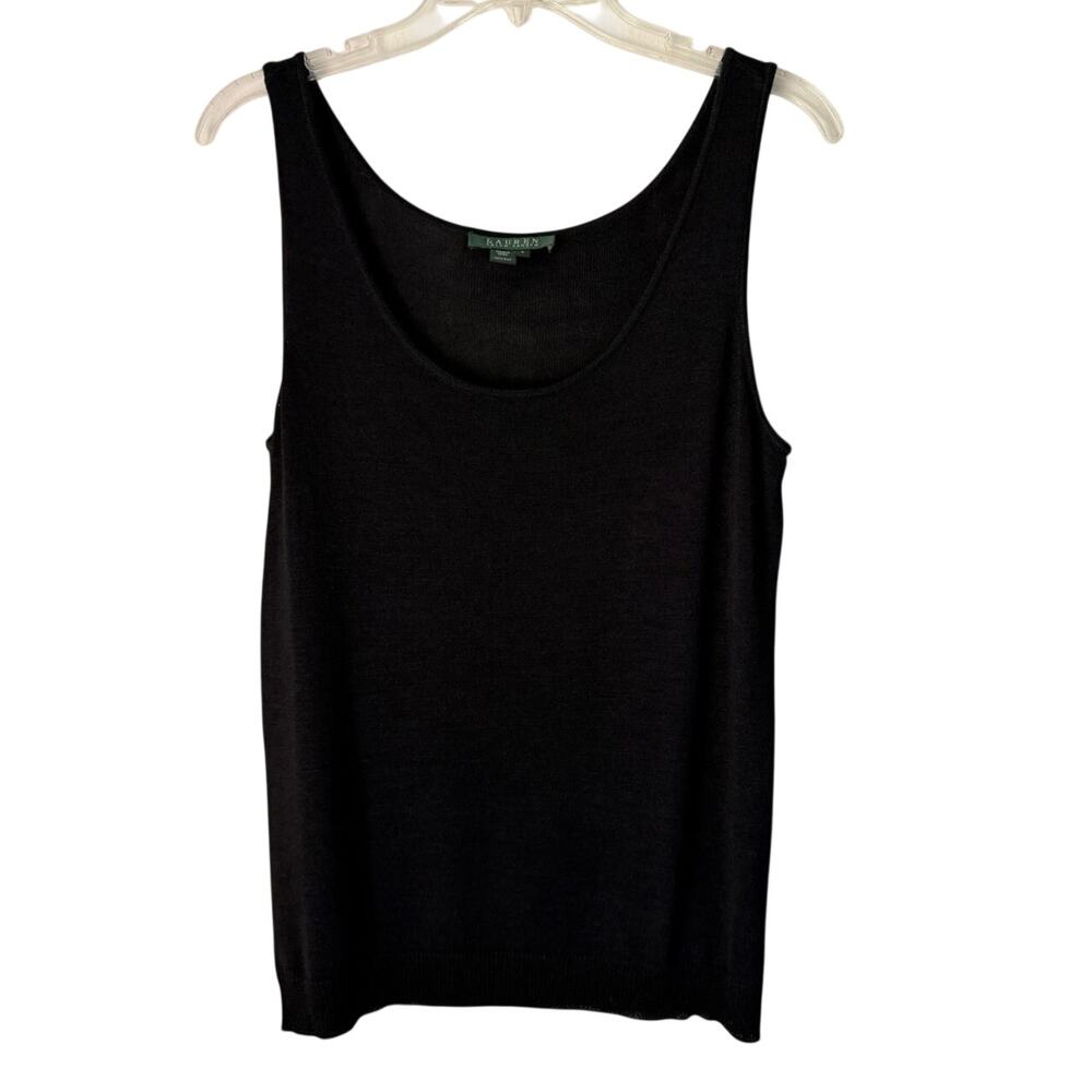 Lauren Ralph Lauren 100% Silk Knit Tank Womens Size L Work Neutral Minimalist